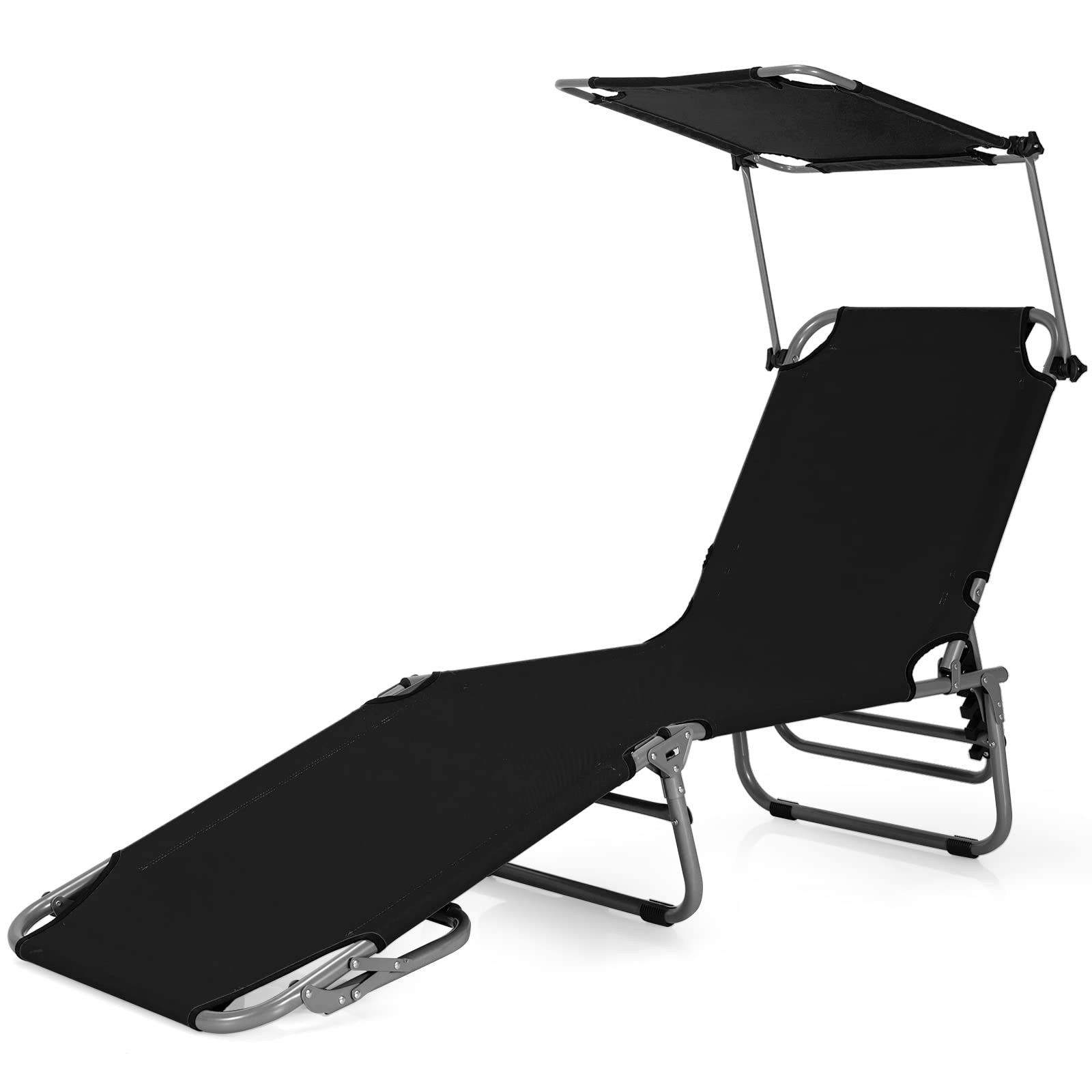 Tangkula Outdoor Folding Chaise Lounge Chair, 5-Fold Reclining Beach Chair